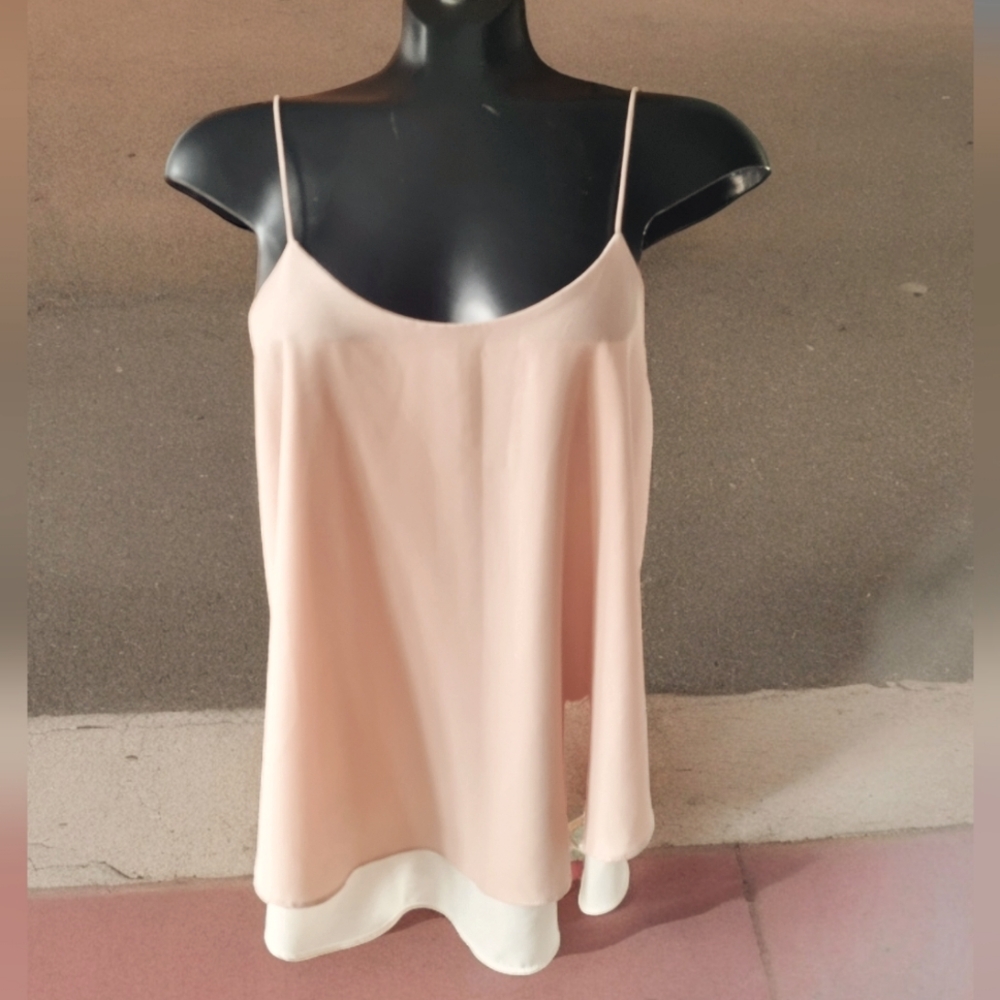 🌟3/$40 Sale! Paper Crane Nude Spaghetti Strap Sleeveless Layered Ruffled Blouse